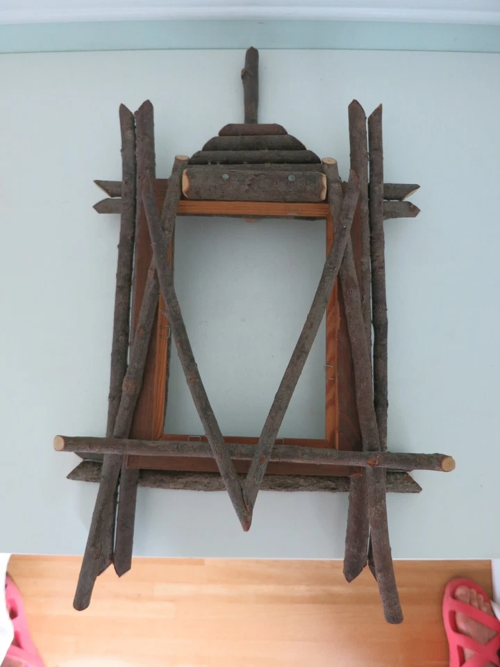 Adirondack Primitive Twig Wood Tree Branch Picture Frame 5x7 Reproduction 18x10" - Image 3 of 4