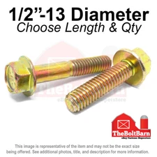 1/2"-13 Grade 8 Hex Flange Screws Frame Bolts Zinc Yellow (Pick Length & Qty)
