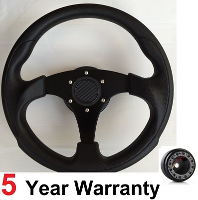SPORTS STEERING WHEEL & BOSS KIT FIT FORD FIESTA MK6 MK7 FOCUS MK1 MK2 MK3 RACE