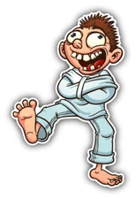 Crazy Cartoon Guy Straight Jacket Car Bumper Sticker Decal