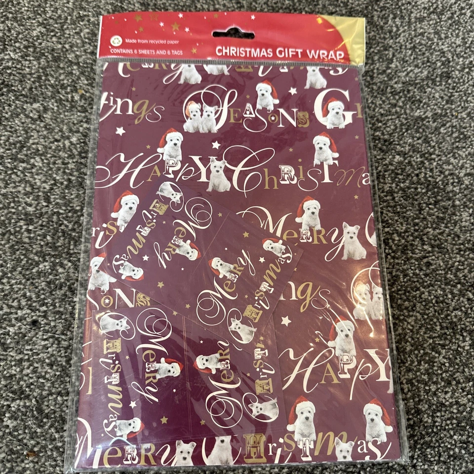OTTER HOUSE Santas Little Westies Xmas Gift Wrap Christmas Wish 6 Sheets & 6 Tags Xmas NEW