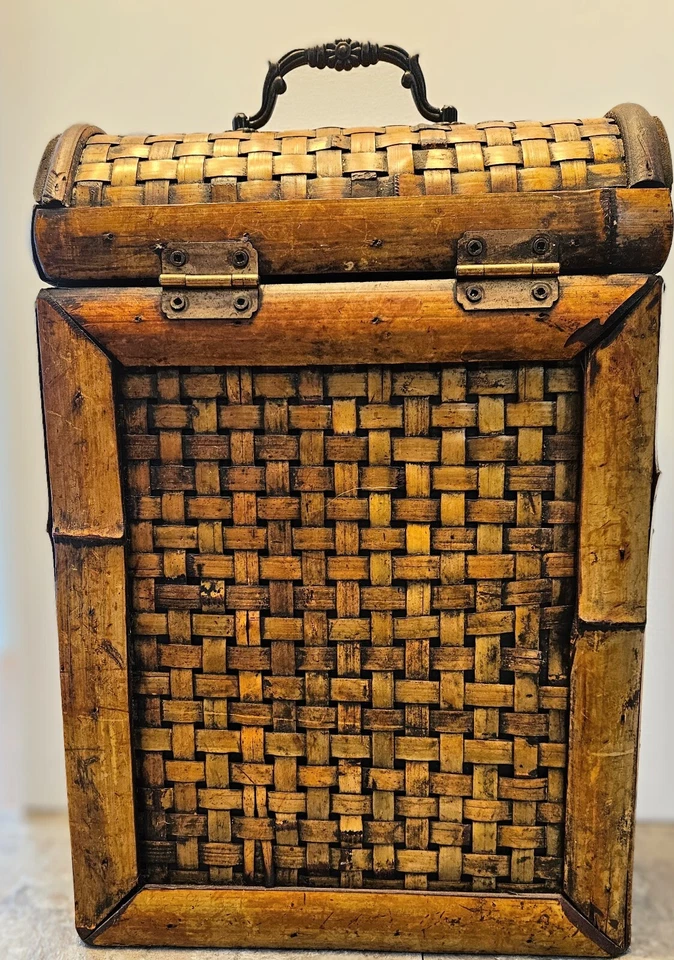 Caja de Vino 2 Compartimentos Caja Transportadora / Tejido Mimbre Bambú, Decoración del Hogar Viajes  Foto 3 de 4