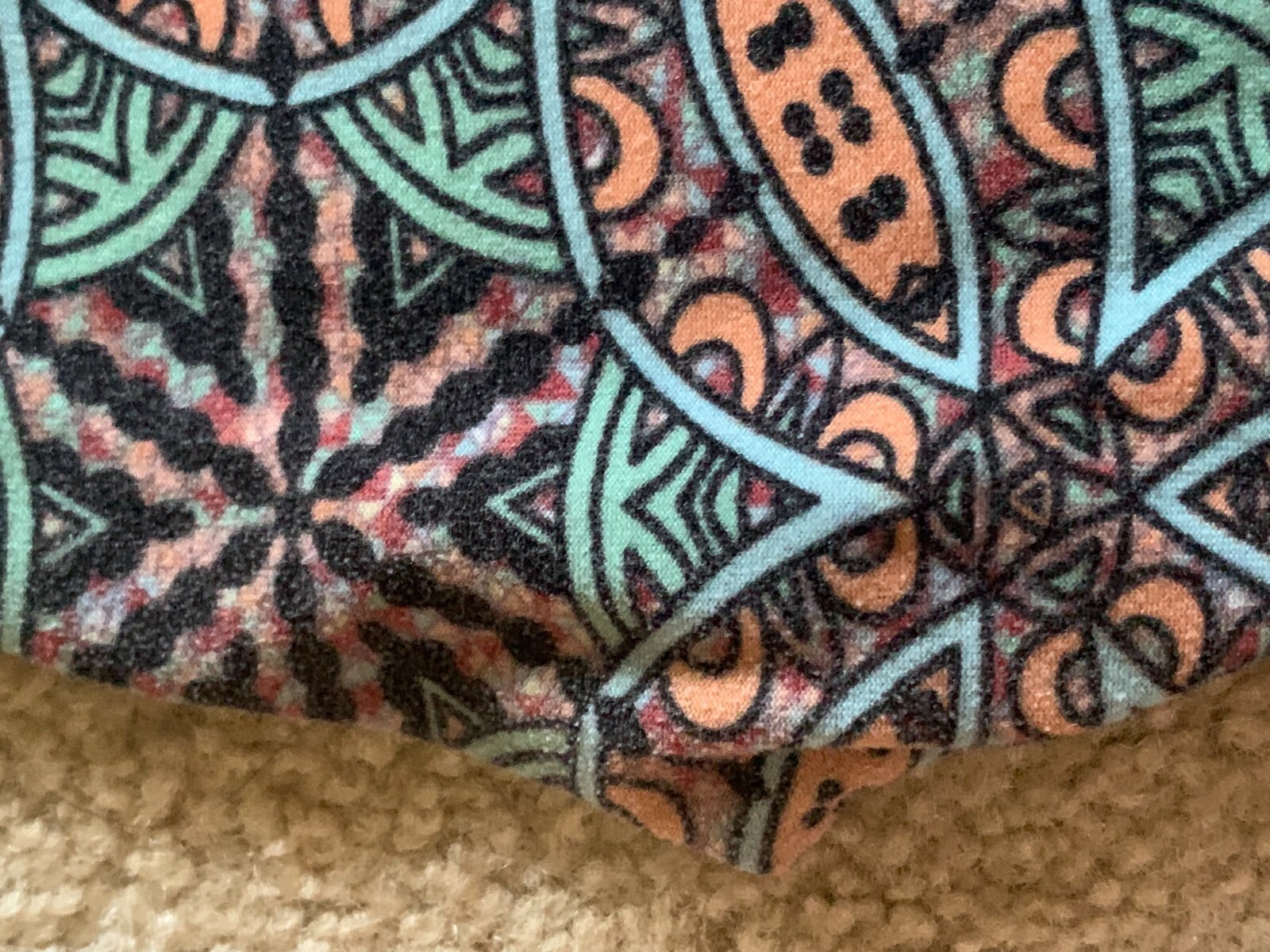 ALTRA LULAROE ONE SIZE OS LEGGINGS MULTICOLOR KALEIDOSCOPE PEACH MINT GREEN LIGHT BLUE