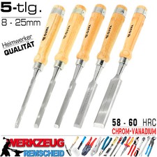 5 x Profi Stechbeitel Schnitzmesser Stech Stemm Eisen Holz Beitel Set 8mm - 25mm
