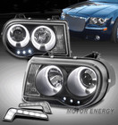 For 05-10 Chrysler 300C LED Halo Projector Black Headlight Headlamp w/DRL Signal