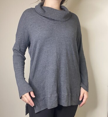Splendid Gray Cowl Neck Supima Cotton Waffle Sweater Size Small