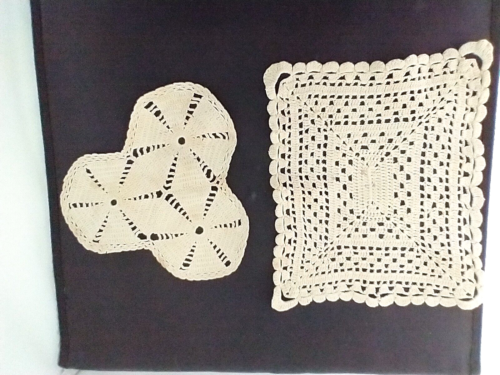 Vintage Handmade 2 Crocheted Doilies, Beige Color - Picture 1 of 5
