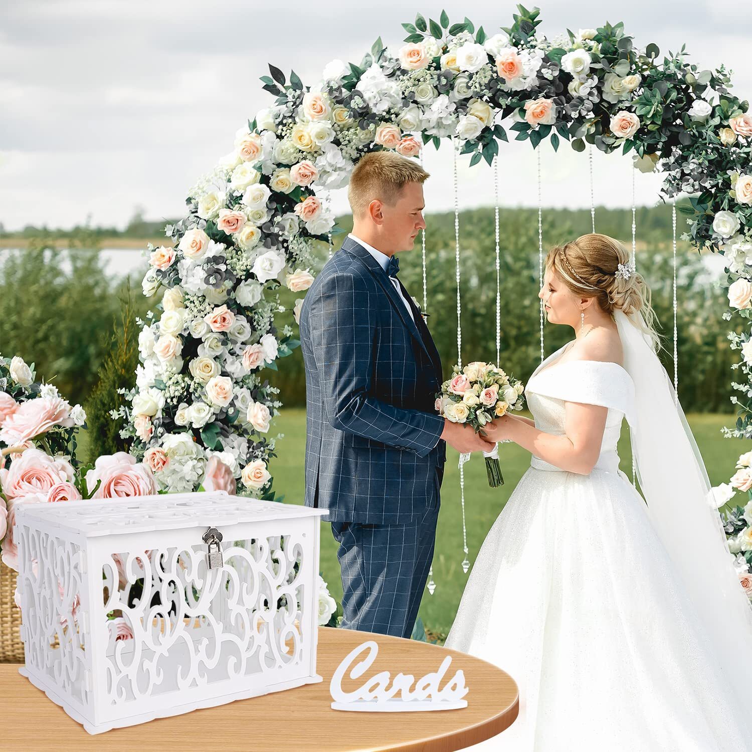 White Wedding Card Box with Lock PVC Card Holder for Wedding ...