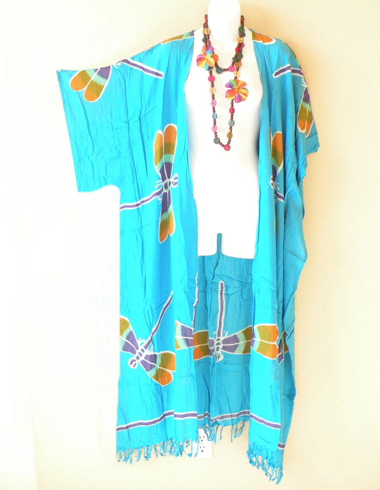 CG71 Libélula Kimono Cárdigan Plumero Abierto Plus Maxi Chaqueta Cubrir - hasta 5X