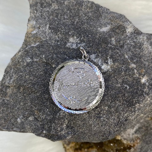 Vintage Sterling Silver 925 "Grandmother" Etched Floral Pendant X7 - 第 1/5 張圖片