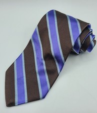 HART SCHAFFNER MARX- Mens' 100% Silk NECK TIE-Stripe Pattern- Made in USA Purple