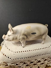 50's-60's Lefton? Beige Yorkshire Pig Figurine, 6 1/2"-3"