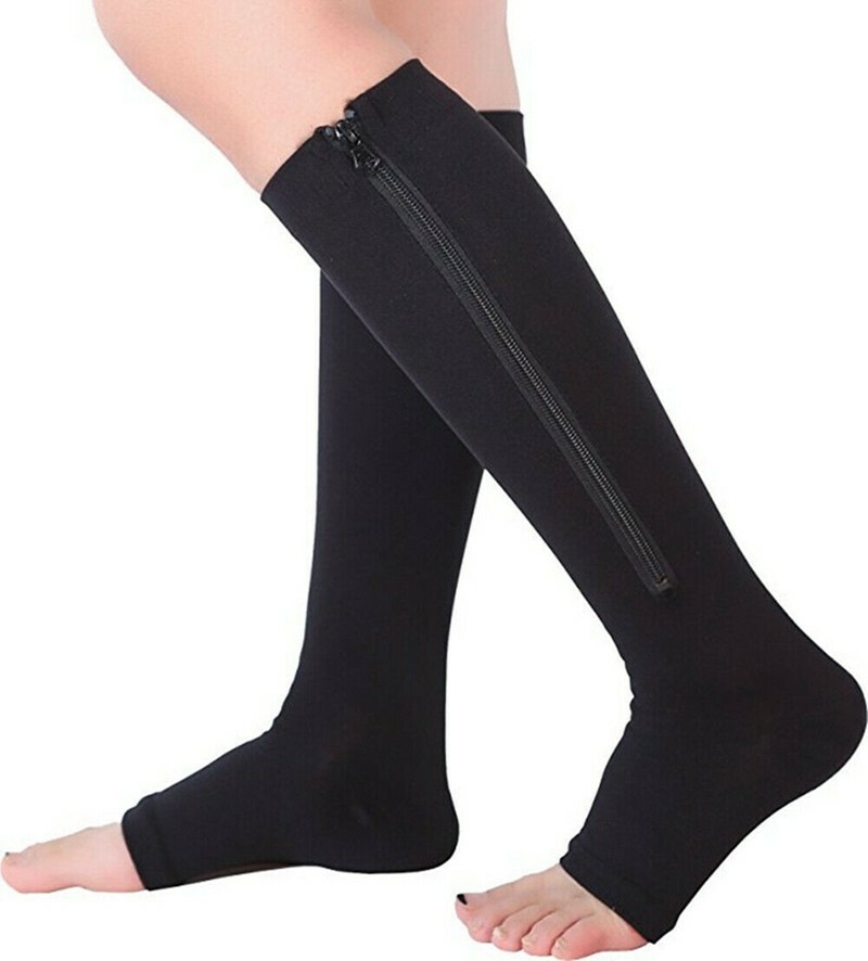 New Compression Copper Zipper Socks Men's Women's Graduated Support Stockings