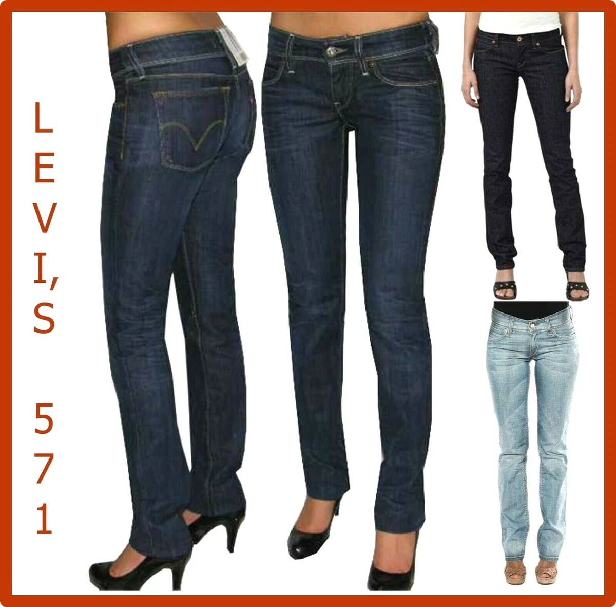 levi's 571 jeans levis elasticizzati a vita bassa slim fit w28 w29 w30 | eBay