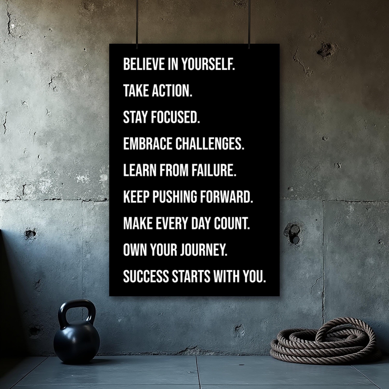 Motivational Gym Poster - Inspirational Wall Art for Home  Office Decor
