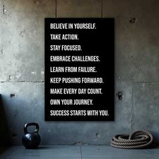 Motivational Gym Poster - Inspirational Wall Art for Home Office Decor