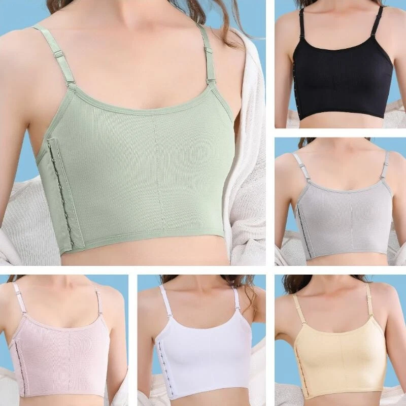 Lady Soft Vest Chest Breast Binder Buckle Spaghetti Strap Tomboy FTM Sports Bra - Image 3 of 4