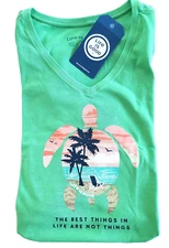 Life Is Good SS Shirt Crusher Vee BEST THINGS in Life SEA TURTLE BEACH Womens L
