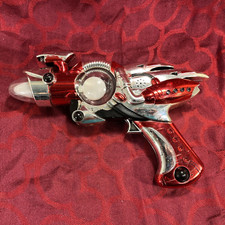 Vintage 11" Super Spinning Space Blaster Red and Silver Tested working. -- 7130