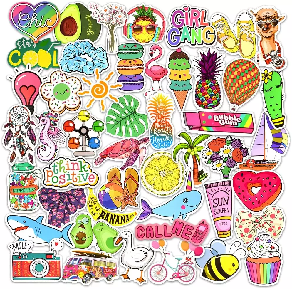 Cute Stickers 100 Pack for Water Bottle Stickers for Kids Girls ...