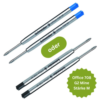 2 x Schneider Kugelschreibermine Großraummine Office 708 G2 Strichstärke M