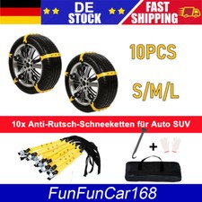 10× Schneeketten Auto Anti-Rutsch-Reifenkette Einstellbare Anti-Rutsch für Auto/