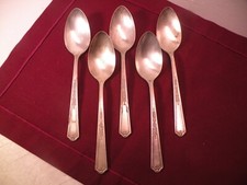 Set Of 5 Oneida Silver Mary Stuart Place Oval Soup Spoons Silverplate 7 1/4" B