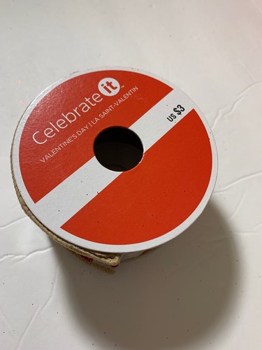 Celebrate It 1.5" Faux Lined Wired Ribbon Red Stitched Hearts Crafts New - Picture 2 of 2