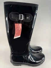Women's Black Rubber Rain Boots Size 8 New W/Tags