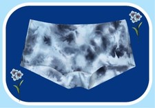 M NO SHOW Blue Navy Tie Dye Stretch Victorias Secret PINK Boyshort Brief Panty
