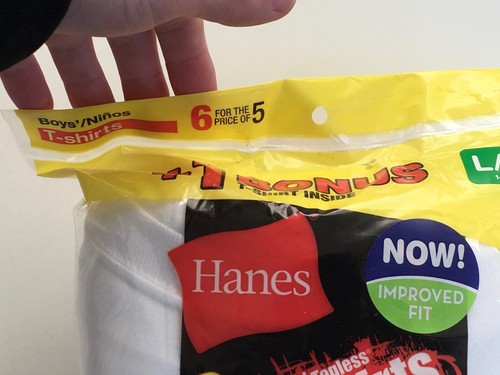 Hanes 6 Boys Tagless White T-shirts Undershirts Large 14-16 100% Cotton Crew - Picture 4 of 7