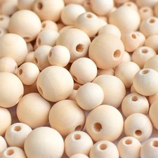 600Pcs Wooden Beads for Crafts 3 Sizes Unfinished 10/12/16mm, Natural Wood