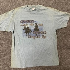 Hanes T-Shirt Mens XL Blue Cowgirls Make The Best Graphic Cotton USA Made