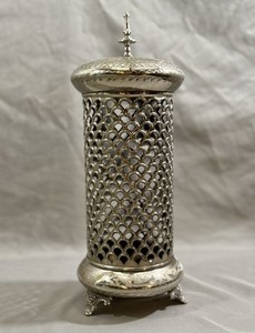 Vintage ZY India World Gift Silver Plate Etched Candleholder