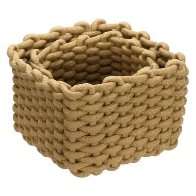 Small Woven Basket 2Pcs, Storage Baskets for Shelf Organizing, Khaki (S, M)