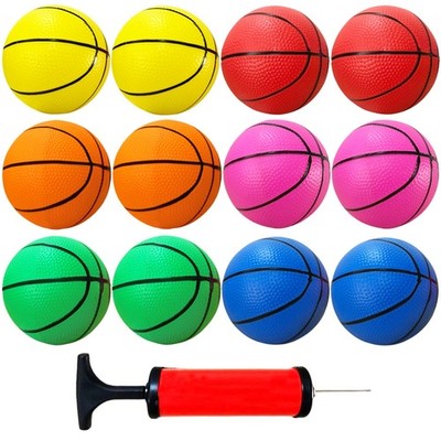 12Pack 5Inch Mini Basketballs,Colorful Rubber InflatableBasketball,Pool Kick