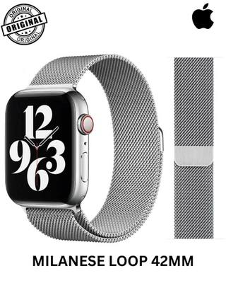 Genuine Apple Milanese Loop Watch Strap Metal Band 42mm 44mm 45mm - SIlver