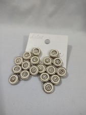 �clat Mosaic Earrings Swarvoski Pierced Medallions Beads Gold Tone 