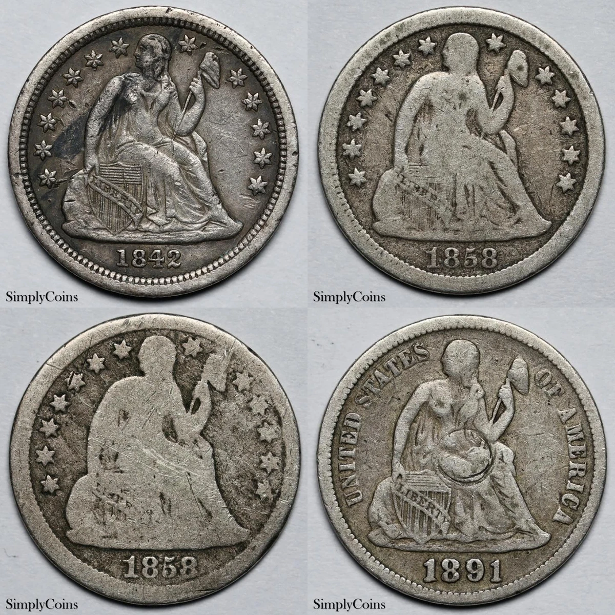 1842 Year Seated Liberty Dimes (1837-1891) for sale | eBay