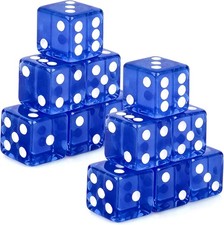 12 Pieces 19Mm Casino Dice Set Translucent 6 Sided Game Dices Acrylic Square Cor