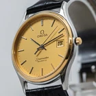 Vintage 1984 *NEAR MINT* OMEGA Seamaster Cal.1430 Quartz Gold Dial Date 33mm Men