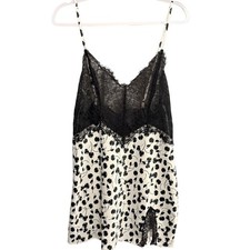 Victorias Secret Black Lace Cherry Slip Dress Lingerie Babydoll Nightgown L