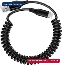 USB to USB C Cable iPhone 17e Coiled 3FT Car Charger Cord for iPhone 16e/16/16 P