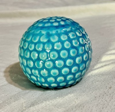 Murano Glass Turquoise Dimpled Art Glass Sphere Paperweight 5  Diameter