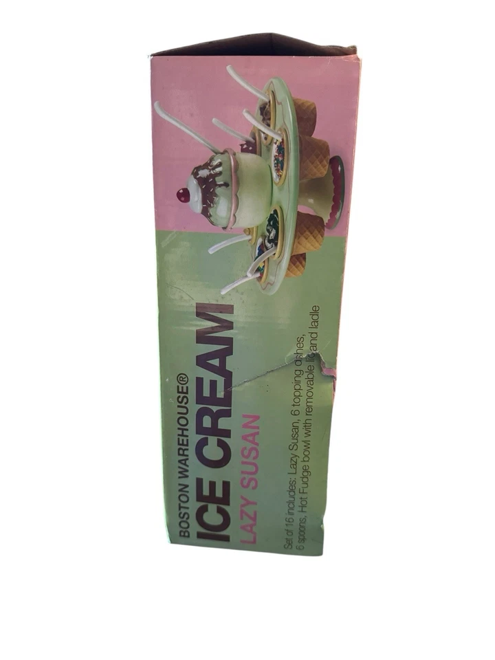 Boston Warehouse 2005 16 piezas raro helado helado carrusel Lazy Susan en caja Foto 2 de 4