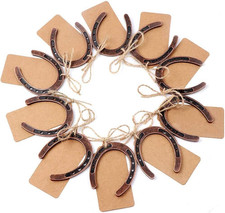 20pcs Good Lucky Horse Shoes with Kraft Tag, Metal Mini Craft Horseshoes Decorat
