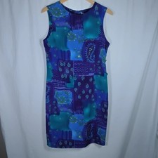 R & K Originals Vintage Dress Summer Casual 10 Formal Teal Blue Green