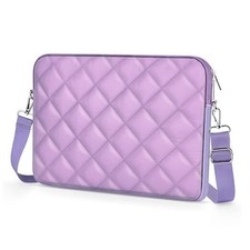Puffy Quilted Laptop Sleeve with a Removable Shoulder 13 inch Sleeve - Purple