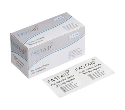 Fastaid - Pre Injection IPA Alcohol Swabs - Antiseptic Wipes 70% Isopropyll