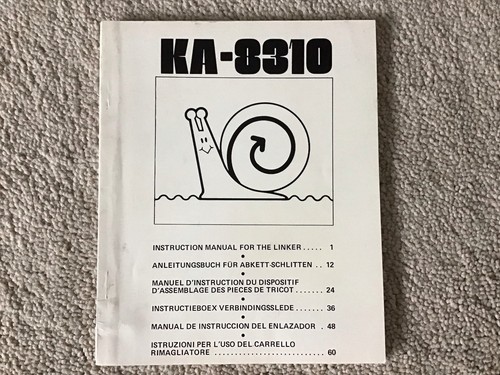 Brother Knitting Machine Linker KA-8310 Instruction Manual ONLY Printed in Japan